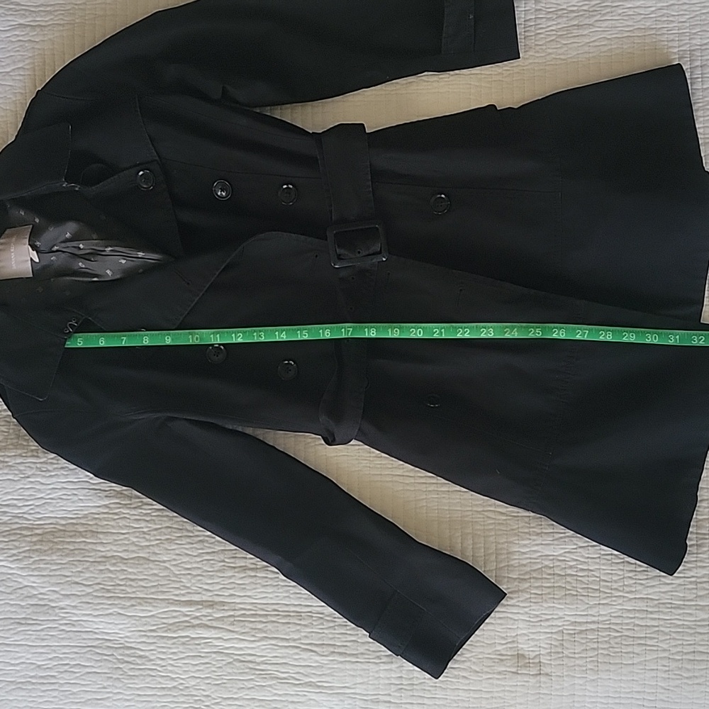 Banana Republic Black Trench Coat Double-Breasted Classic - Picture 4 of 6
